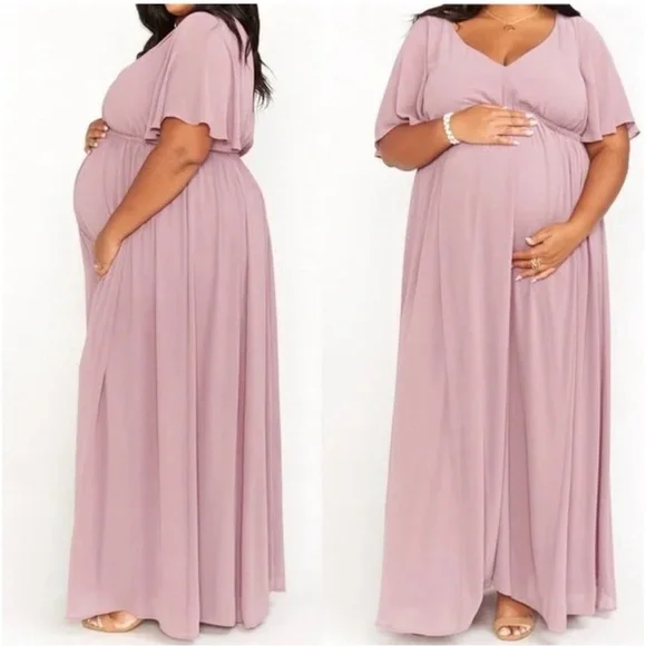 SHOW ME YOUR MUMU Women Emily Empire Maxi Dress Antique Rose Chiffon  1X,2X,3X - Picture 2 of 3